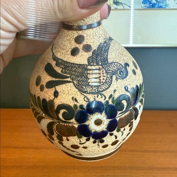 Mexican Tonala Hand Painted and Glazed Bird Sandstone Pottery - Picture 5 of 6